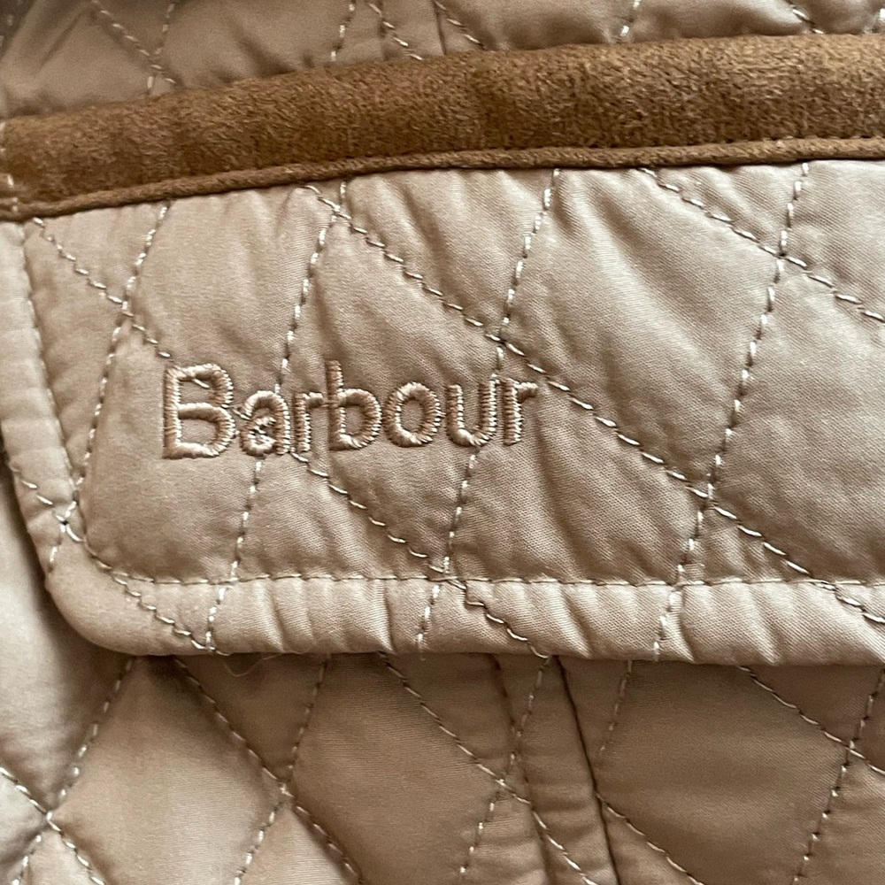 Barbour Downham Women's Quilted Tan Blazer with Brown Accents US Size 12 - Picture 4 of 16